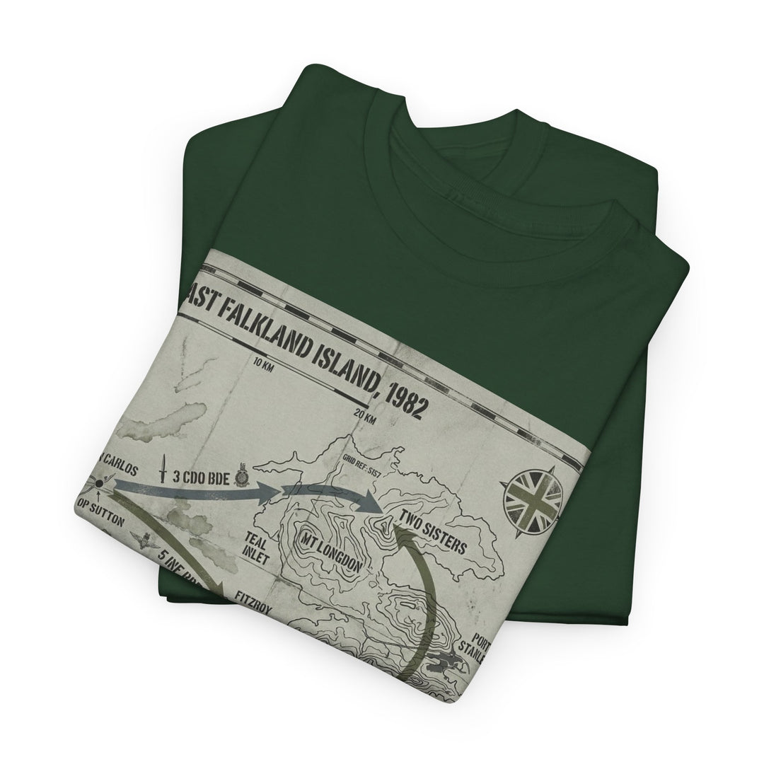 East Falkland 1982 Map T-Shirt — Port Stanley Victory Graphic