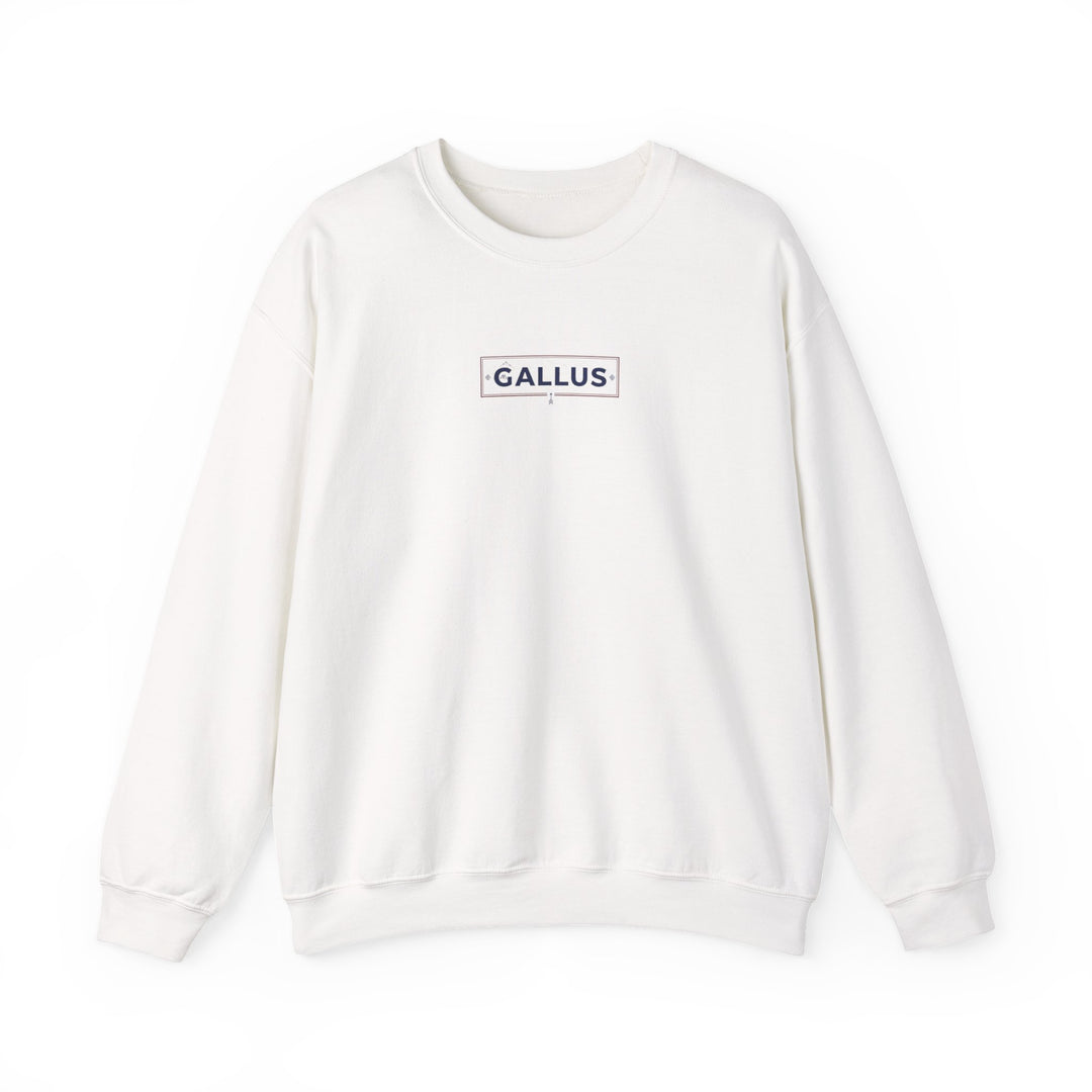Crewneck Sweatshirt — Gallus Minimal Logo &amp; Retro Arch “Don’t Look… It Is A Long Way Up”