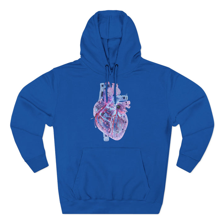 Blue graphic hoodie by S&amp;W Gallus featuring a colorful anatomical heart design on the front.