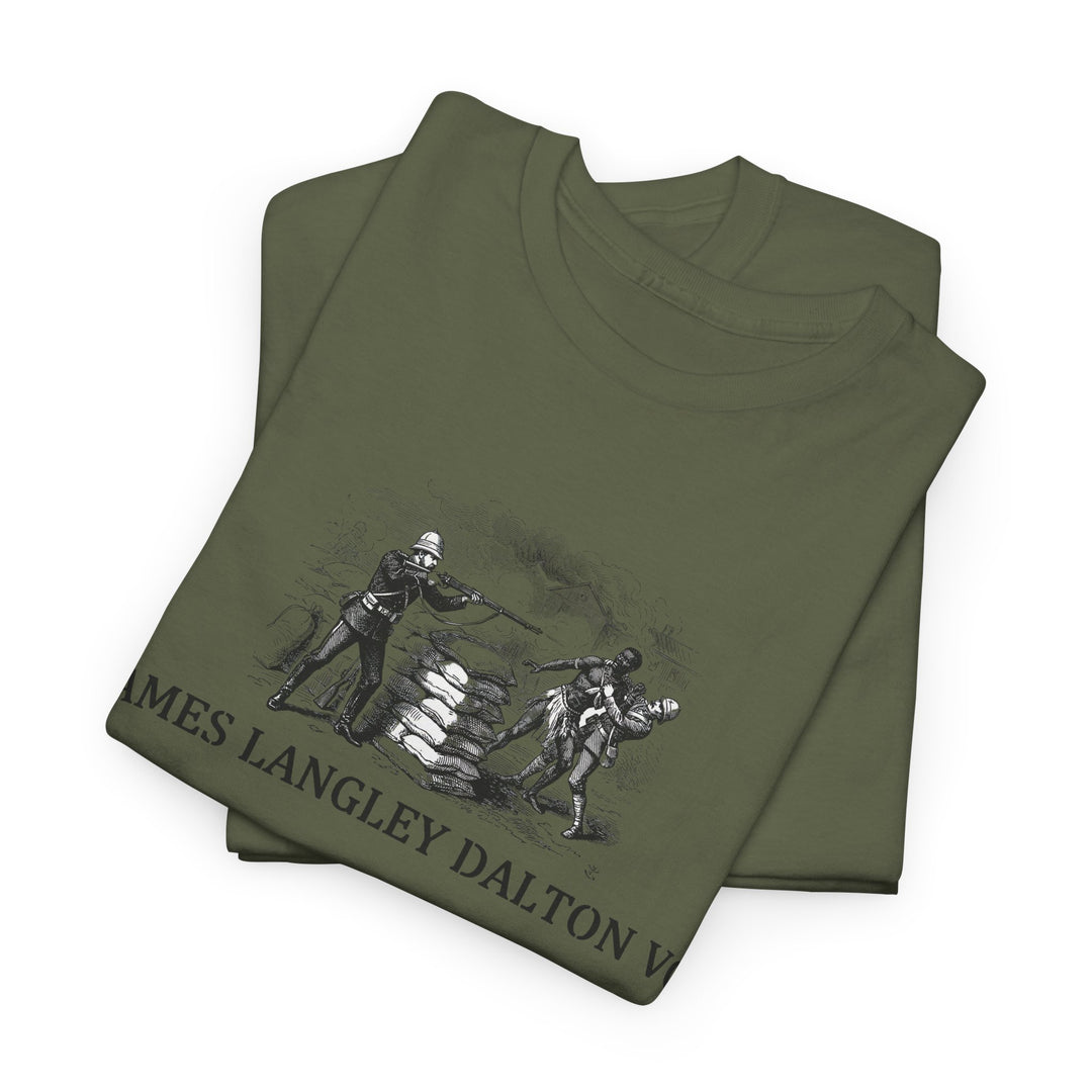 Dalton VC Rorke’s Drift Tribute T-Shirt honoring James Langley Dalton’s courage in 1879. A bold Anglo-Zulu War heritage design.