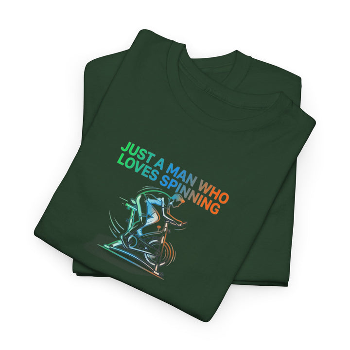 Spinner Enthusiast T-Shirt — "Just a Man Who Loves Spinning" Graphic Tee