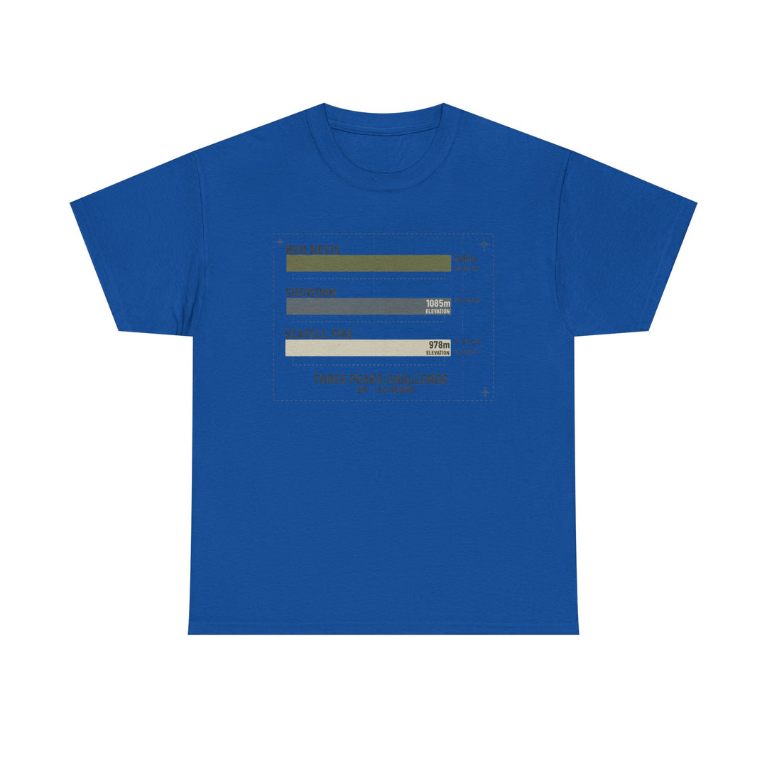 Three Peaks Challenge Graphic T-Shirt — Retro UK Mountain Hiking Tee