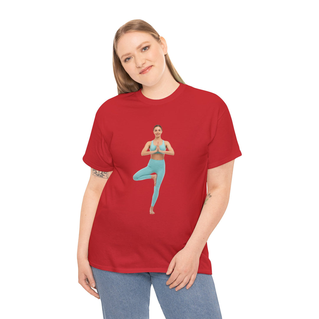 Yoga Pose Tee – soft, breathable cotton featuring a stylish yoga pose design. Perfect for yoga practice, meditation, or casual mindful lifestyle wear.