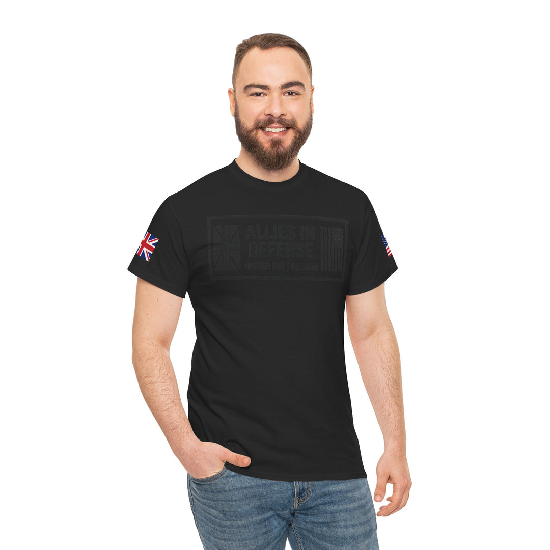 UK &amp; US Allies Defence Veteran Tee — Flags on Sleeves