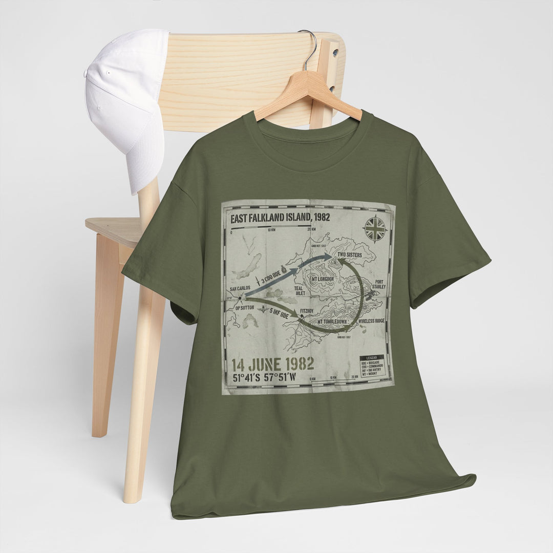 East Falkland 1982 Map T-Shirt — Port Stanley Victory Graphic