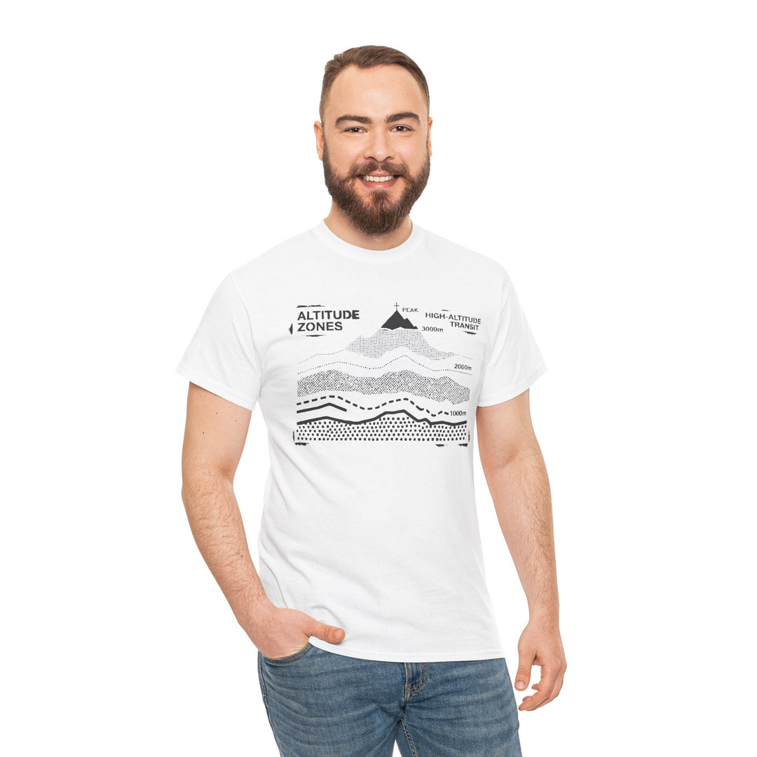 Retro Mountain Altitude Graphic T-Shirt — Vintage Topographic Hiking Tee