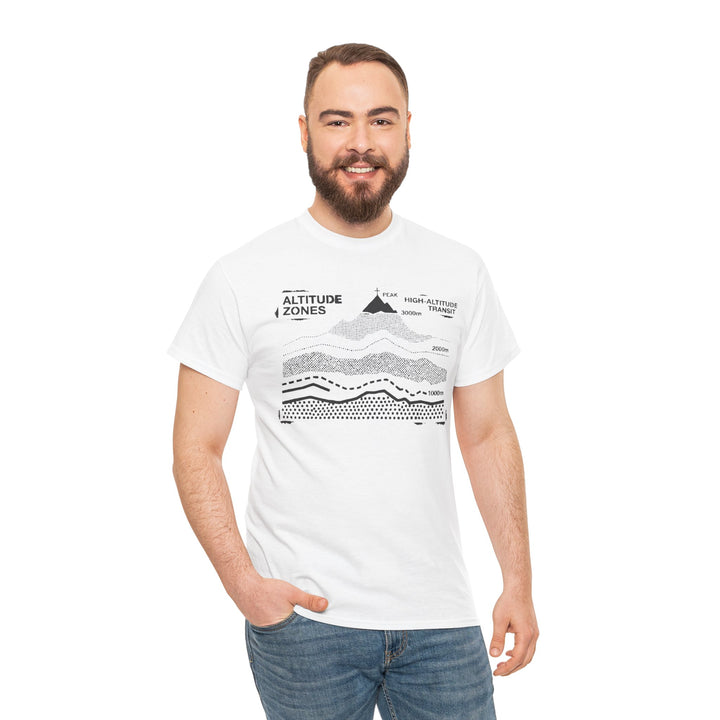Retro Mountain Altitude Graphic T-Shirt — Vintage Topographic Hiking Tee