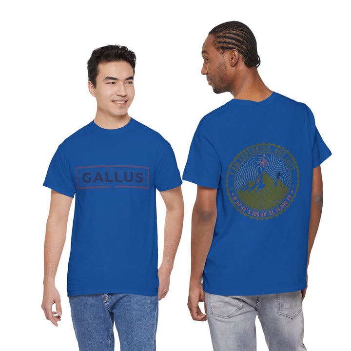 Adventure Logo Tee — "GALLUS" Mountain Badge Shirt (Exploring Not Lost)
