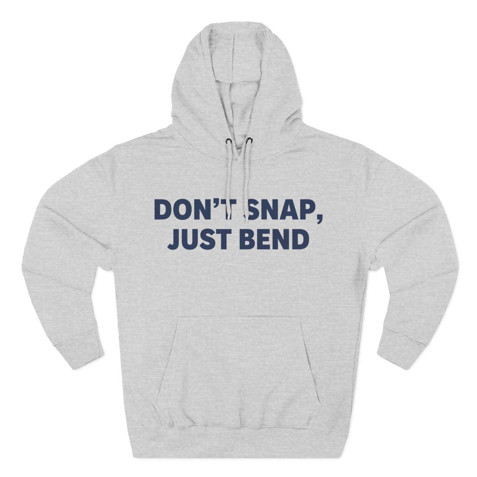 Gray hoodie by S&W Gallus with a front pouch pocket and a drawstring hood, featuring a text graphic.