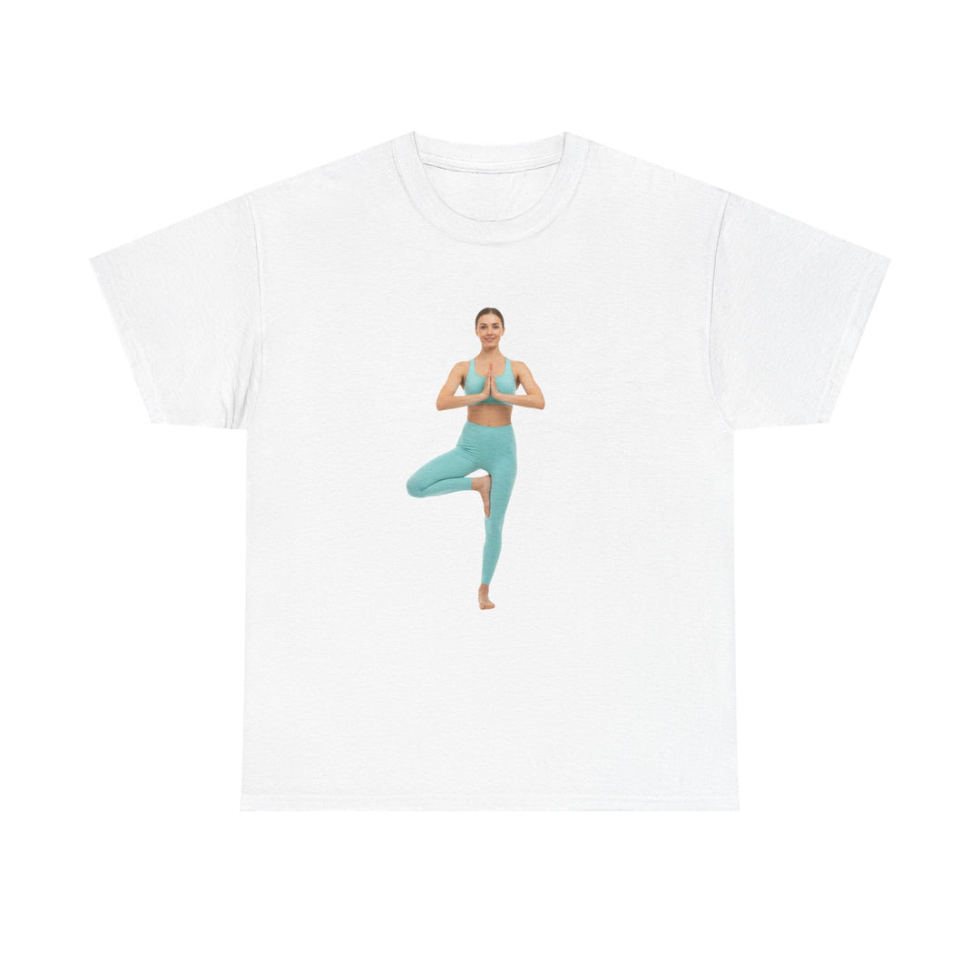 Yoga Pose Tee – soft, breathable cotton featuring a stylish yoga pose design. Perfect for yoga practice, meditation, or casual mindful lifestyle wear.