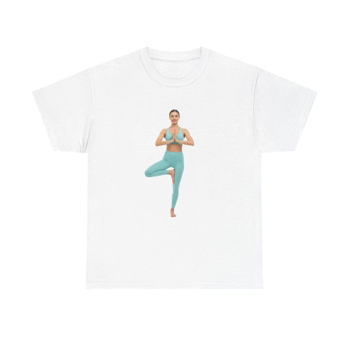 Yoga Pose Tee – soft, breathable cotton featuring a stylish yoga pose design. Perfect for yoga practice, meditation, or casual mindful lifestyle wear.