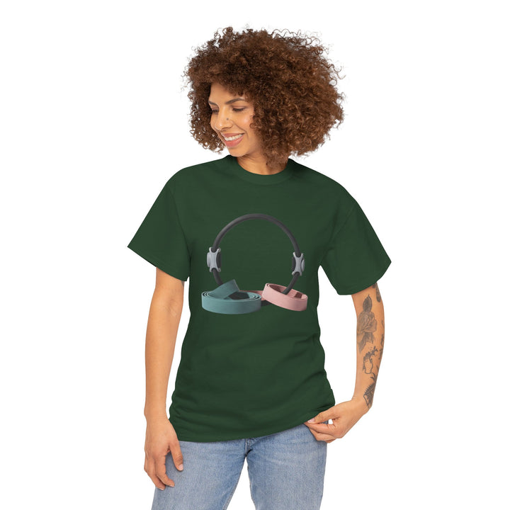 Pilates Band Workout Shirt – soft, breathable fabric designed for resistance band exercises. Comfortable, flexible, and perfect for Pilates sessions or workouts.