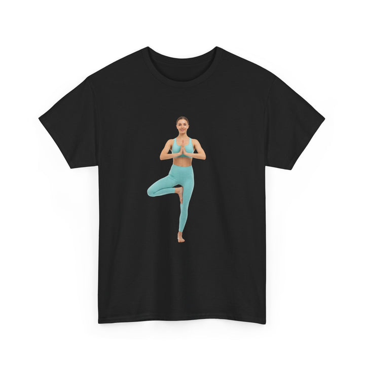 Yoga Pose Tee – soft, breathable cotton featuring a stylish yoga pose design. Perfect for yoga practice, meditation, or casual mindful lifestyle wear.