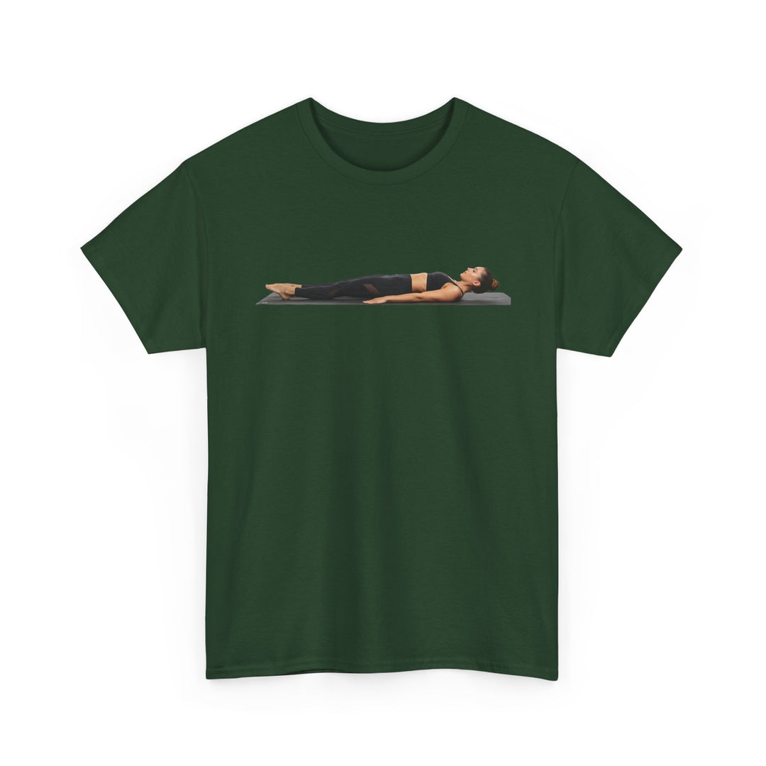 Yoga Savasana Pose Tee – soft, breathable cotton featuring the iconic Savasana pose. Perfect for yoga practice, meditation, or casual, mindful lifestyle wear.