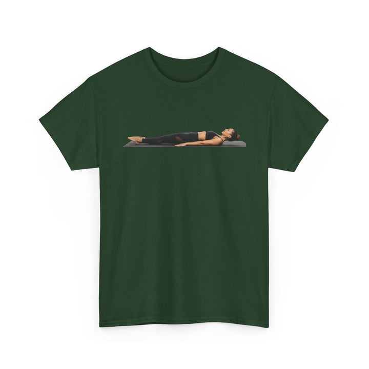 Yoga Savasana Pose Tee – soft, breathable cotton featuring the iconic Savasana pose. Perfect for yoga practice, meditation, or casual, mindful lifestyle wear.