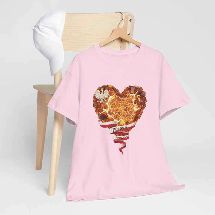 Polish Pride Heart Flame Tee | Polska Heritage T-Shirt