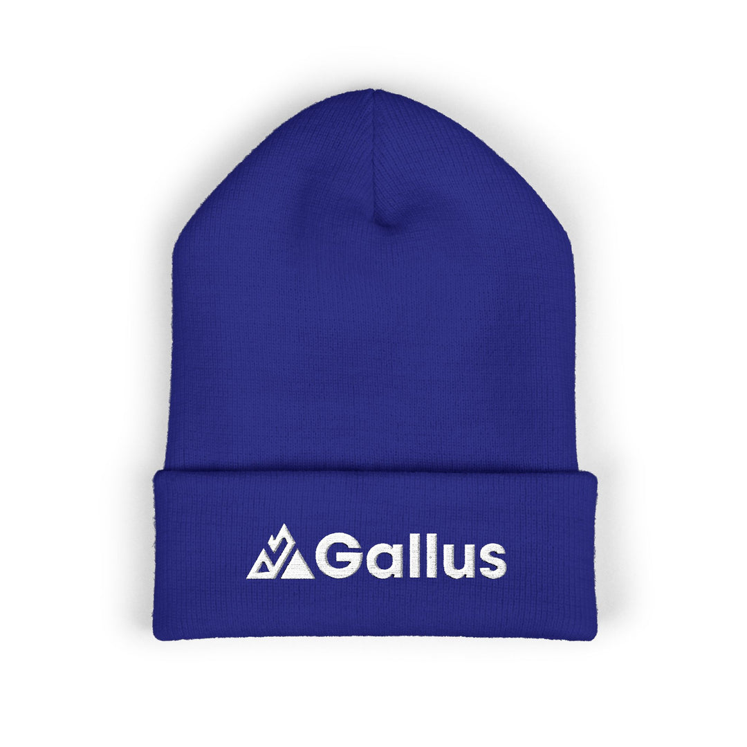 Embroidered "GALLUS" Classic Cuffed Beanie — Red Knit Winter Hat