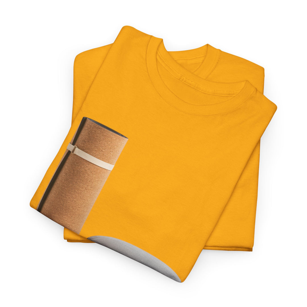 Mat &amp; Meditation Cushion Tee – soft, breathable cotton featuring a yoga-inspired design. Perfect for meditation, studio practice, or mindful everyday wear.