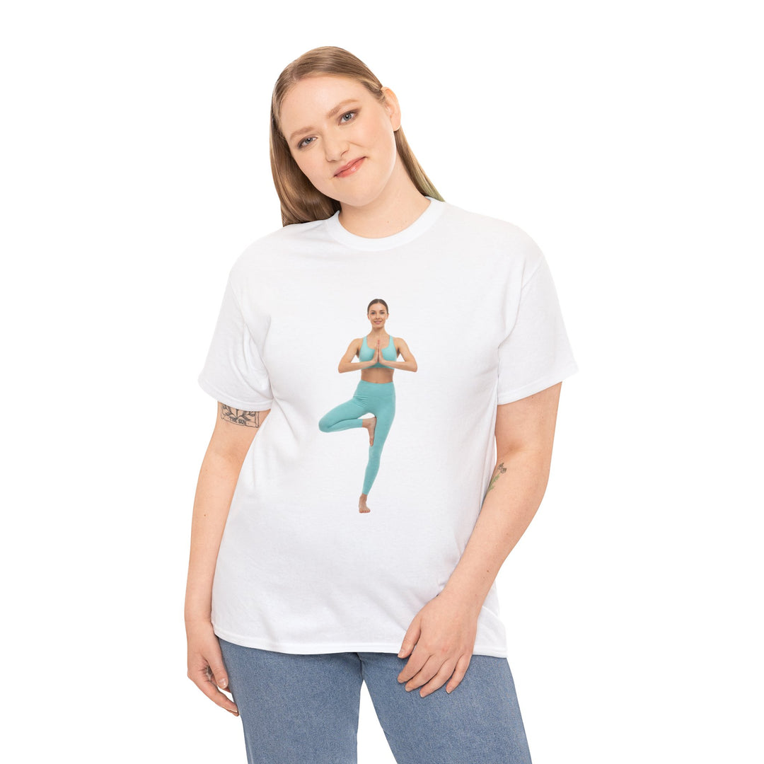 Yoga Pose Tee – soft, breathable cotton featuring a stylish yoga pose design. Perfect for yoga practice, meditation, or casual mindful lifestyle wear.
