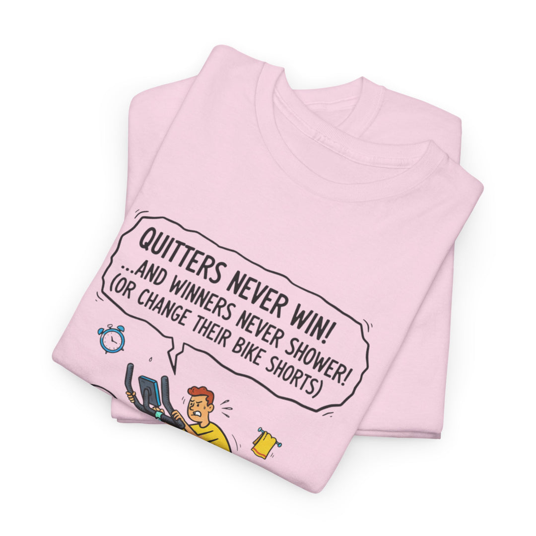 Spin Motivational Tee – soft, breathable cotton featuring an inspiring cycling graphic. Perfect for spin classes, workouts, and active lifestyle wear.