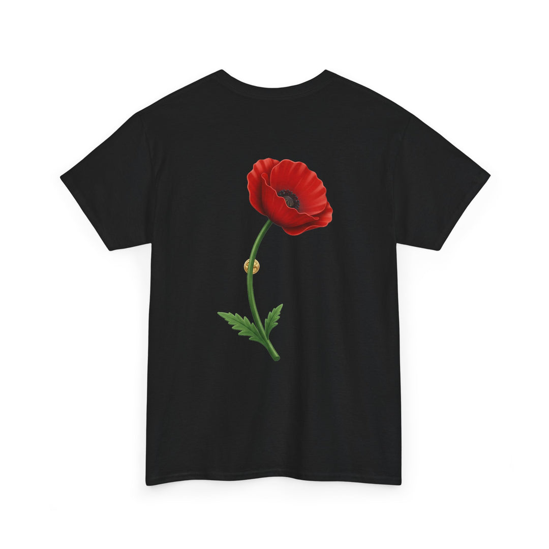 Poppy Remembrance Tee — Single Poppy Memorial T-Shirt