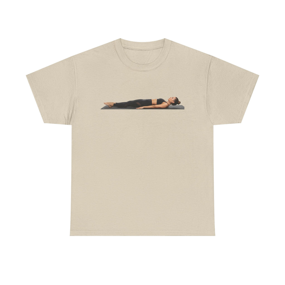 Yoga Savasana Pose Tee – soft, breathable cotton featuring the iconic Savasana pose. Perfect for yoga practice, meditation, or casual, mindful lifestyle wear.