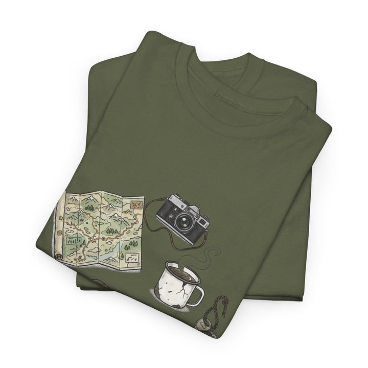 Retro Mountain Camping Gear Graphic T-Shirt - Outdoor Adventure Tee