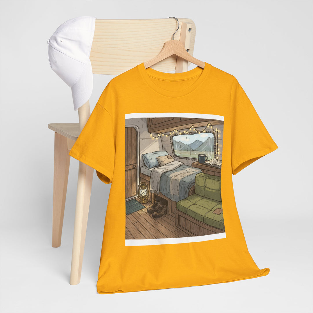 Retro Van Life Interior Graphic T-Shirt - Cozy Camper Van Aesthetic Tee