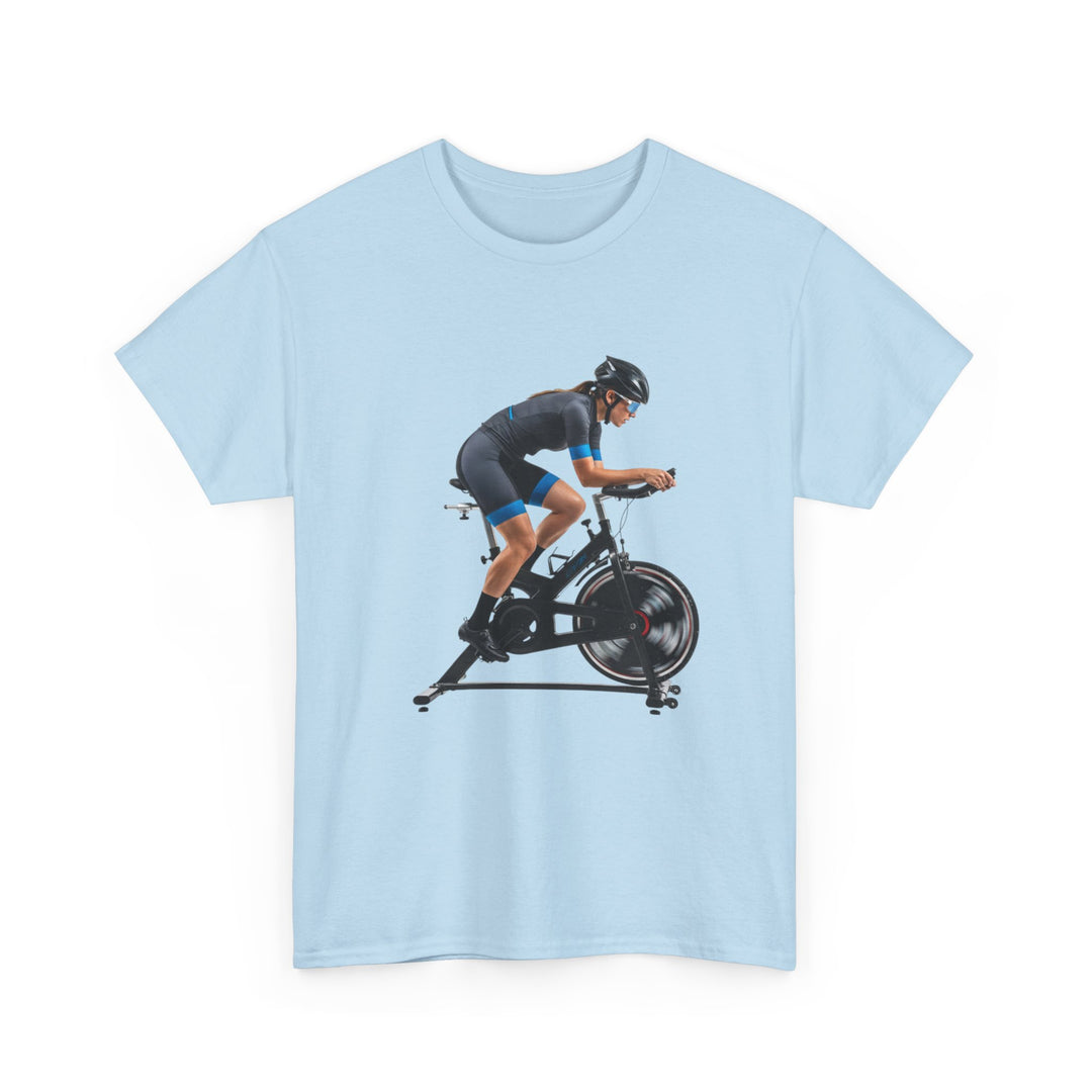 Spin Indoor Trainer T‑Shirt – lightweight, breathable cotton designed for indoor cycling. Comfortable, durable, and perfect for spin workouts and training.