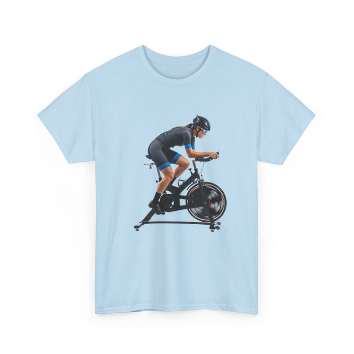 Spin Indoor Trainer T‑Shirt – lightweight, breathable cotton designed for indoor cycling. Comfortable, durable, and perfect for spin workouts and training.