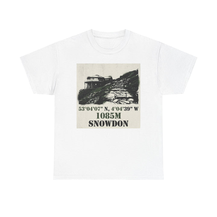 Snowdon 1085m Vintage Summit Tee — Mountain Coordinates Graphic T‑Shirt