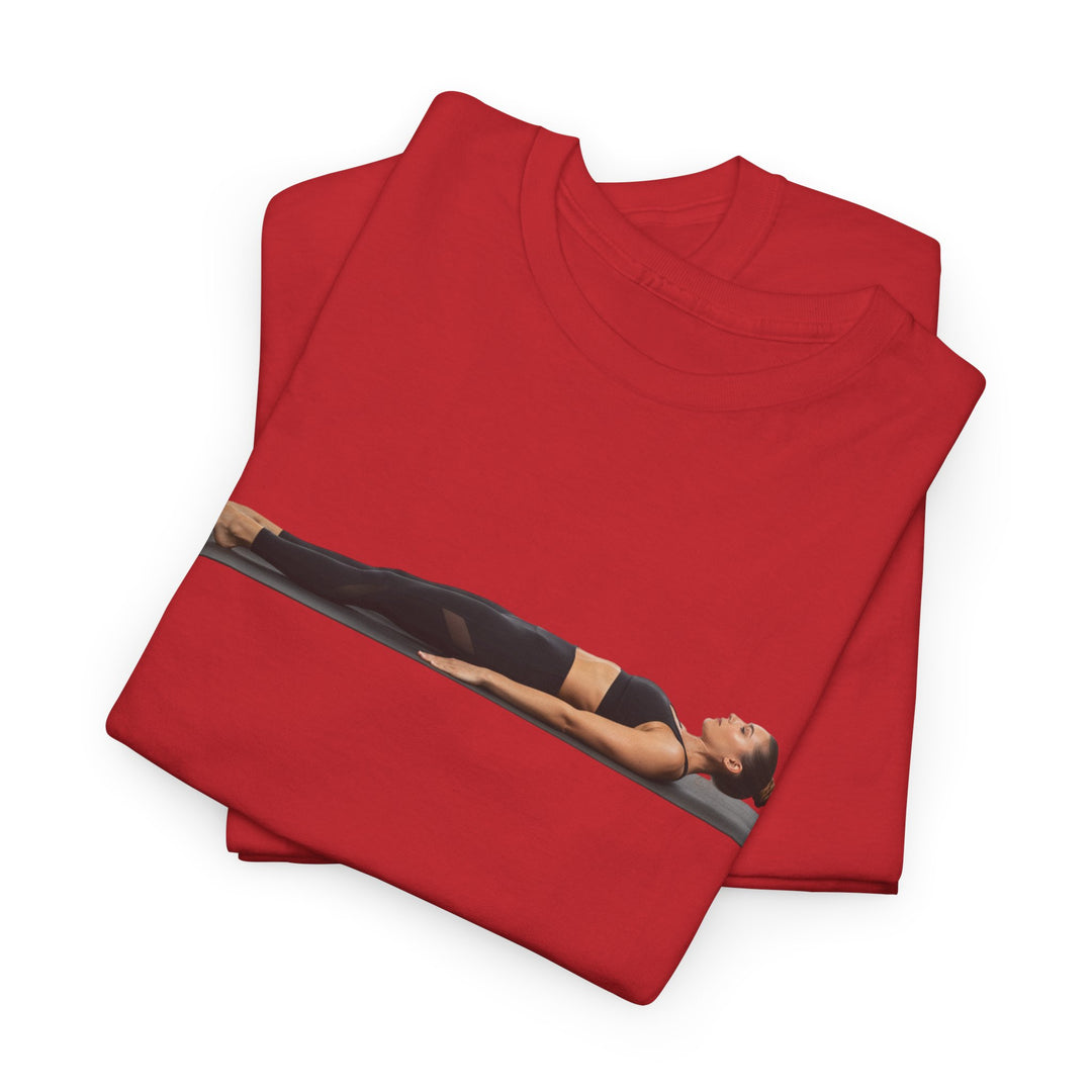 Yoga Savasana Pose Tee – soft, breathable cotton featuring the iconic Savasana pose. Perfect for yoga practice, meditation, or casual, mindful lifestyle wear.