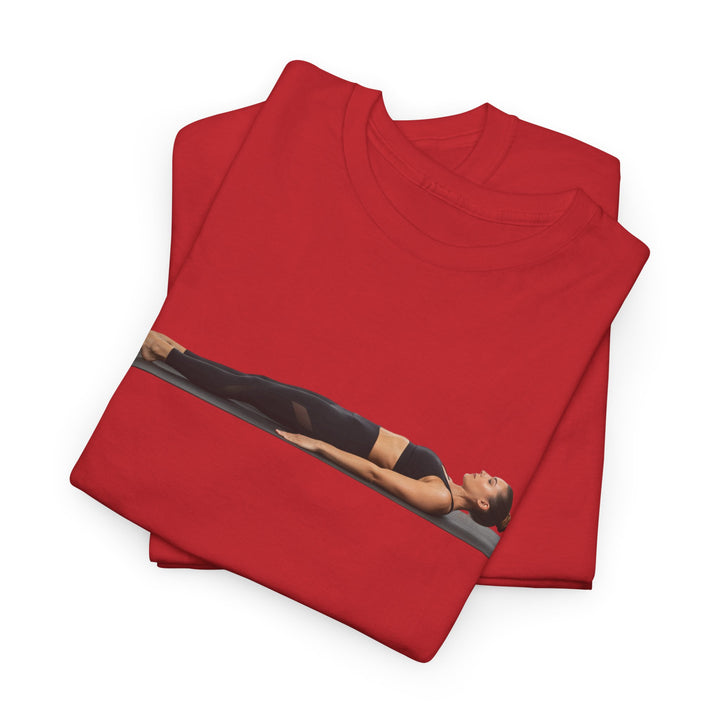 Yoga Savasana Pose Tee – soft, breathable cotton featuring the iconic Savasana pose. Perfect for yoga practice, meditation, or casual, mindful lifestyle wear.