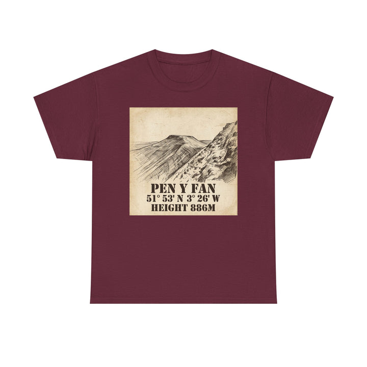 Pen y Fan T-Shirt - Brecon Beacons Vintage Coordinates &amp; Elevation