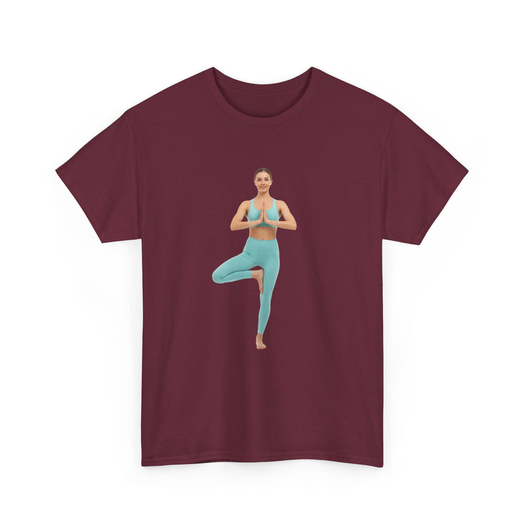 Yoga Pose Tee – soft, breathable cotton featuring a stylish yoga pose design. Perfect for yoga practice, meditation, or casual mindful lifestyle wear.