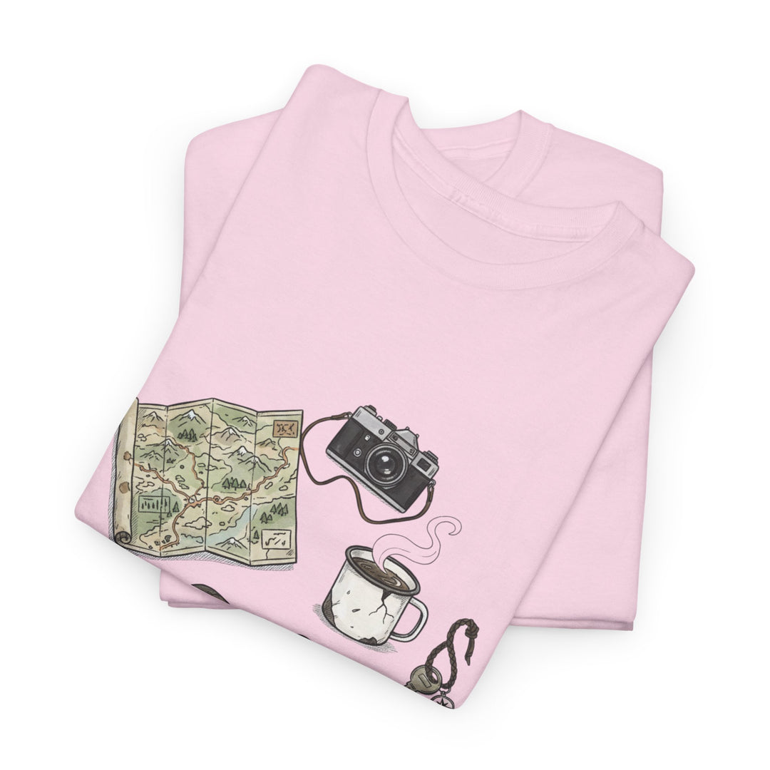 Retro Mountain Camping Gear Graphic T-Shirt - Outdoor Adventure Tee