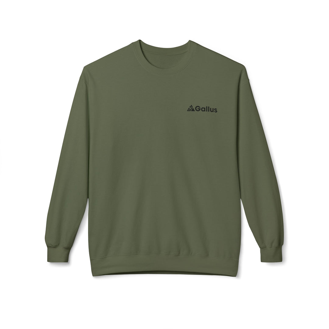 Spain Map Crewneck Sweatshirt — Military Green Grid Spain Graphic