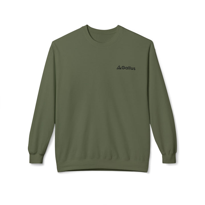 Spain Map Crewneck Sweatshirt — Military Green Grid Spain Graphic