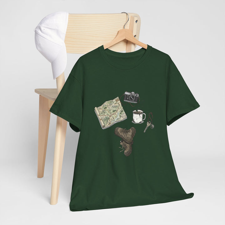 Retro Mountain Camping Gear Graphic T-Shirt - Outdoor Adventure Tee