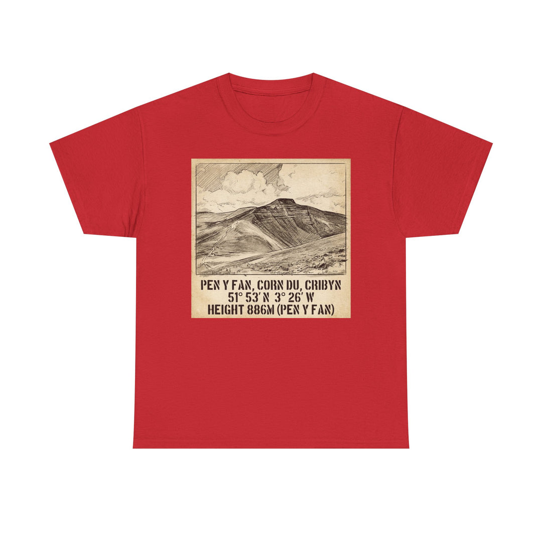 Pen y Fan Summit Coordinates T-Shirt — Vintage Mountain Peak Tee