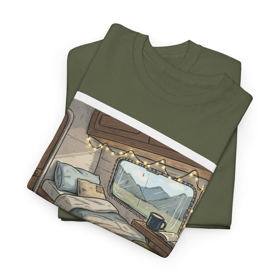 Retro Van Life Interior Graphic T-Shirt - Cozy Camper Van Aesthetic Tee