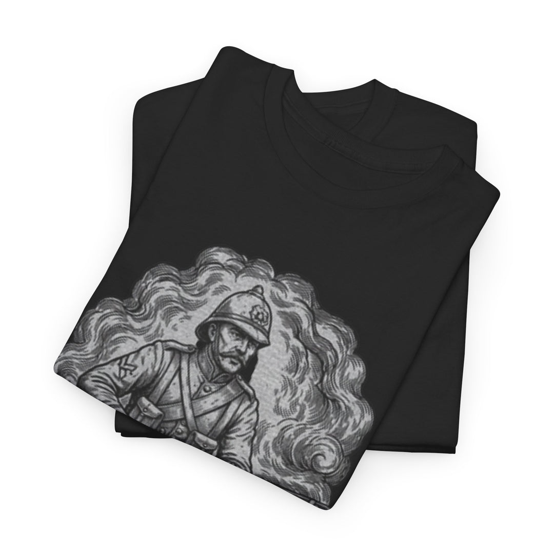 Soldier 1879 T-Shirt featuring a vintage Rorke’s Drift–style rifleman illustration. A bold Anglo-Zulu War tribute design.