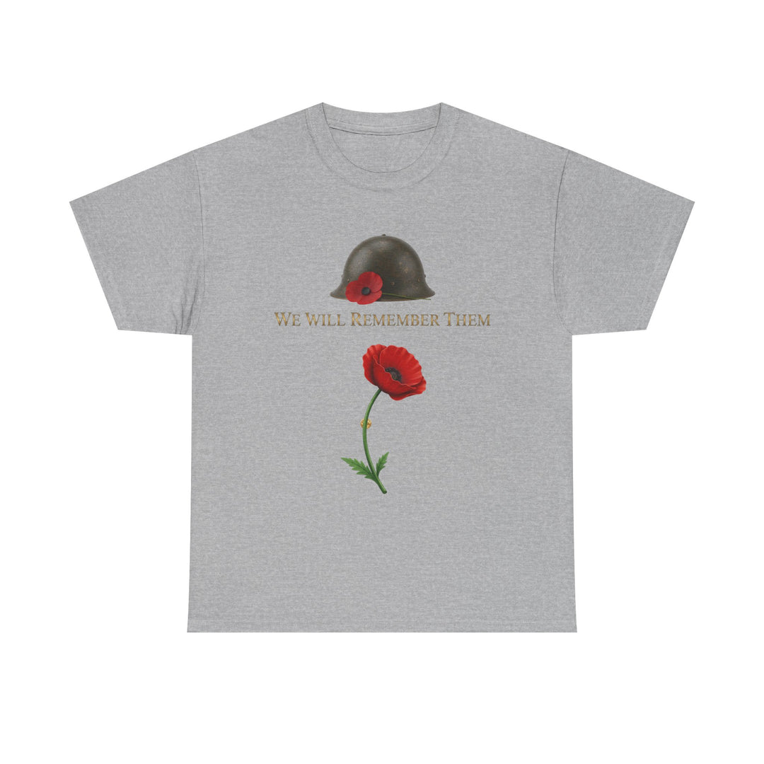 Poppy &amp; Helmet T-Shirt — Remembrance Floral Military Tribute Tee
