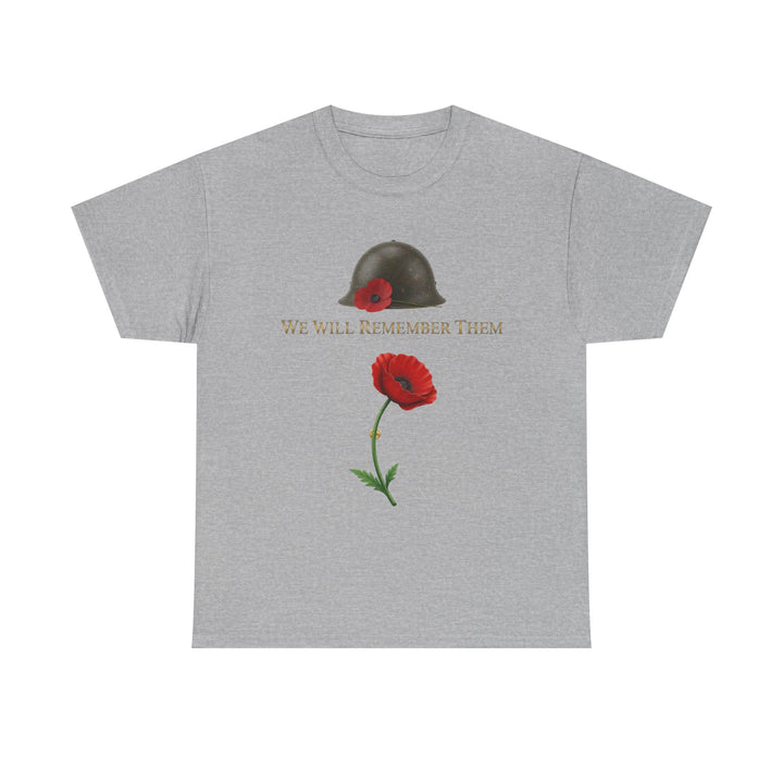 Poppy &amp; Helmet T-Shirt — Remembrance Floral Military Tribute Tee