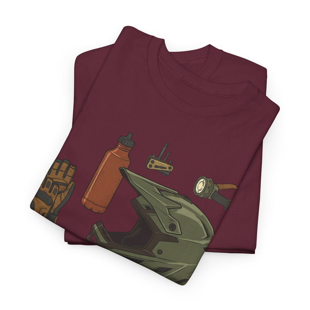 MTB Gear Layout T-Shirt — Mountain Bike Essentials Tee