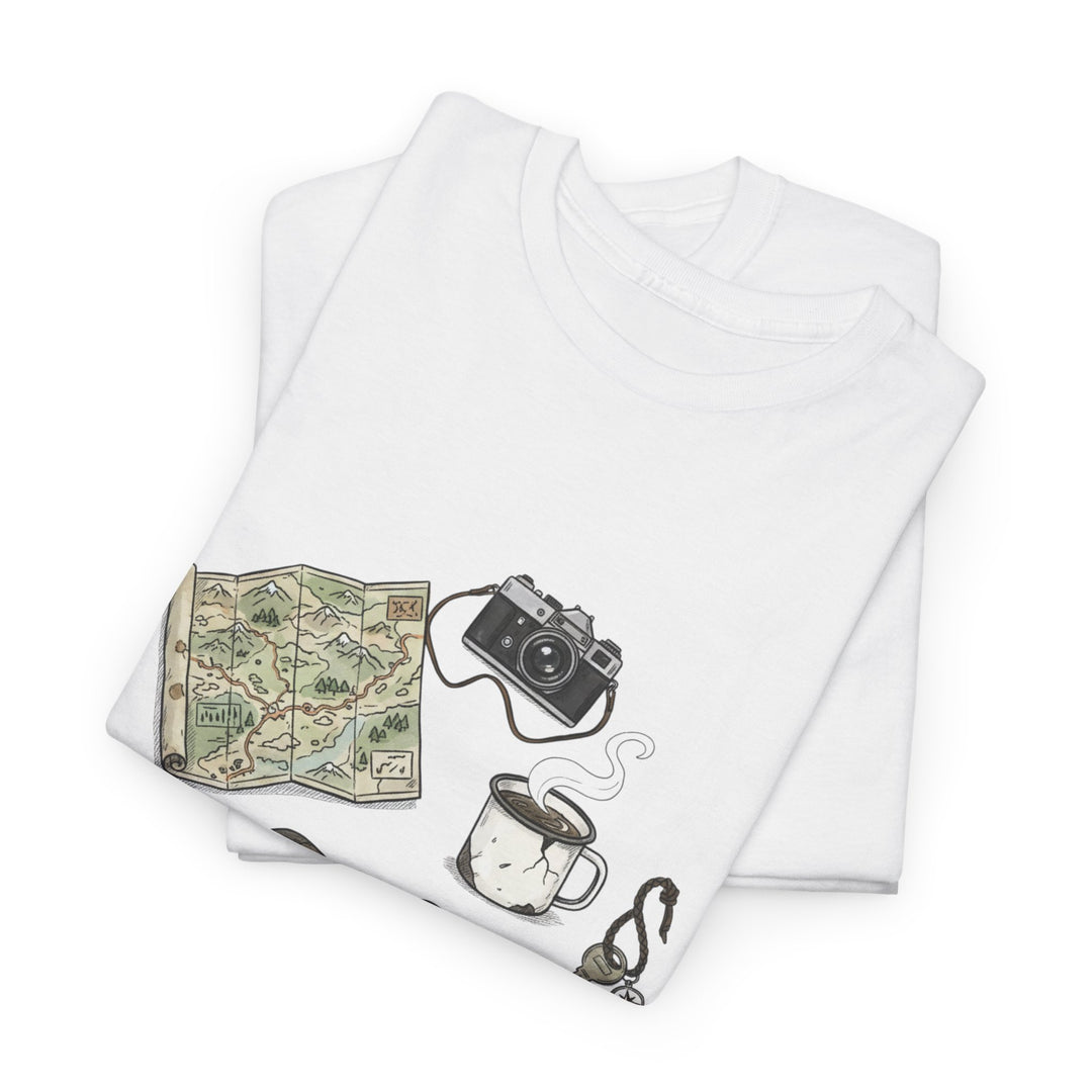 Retro Mountain Camping Gear Graphic T-Shirt - Outdoor Adventure Tee