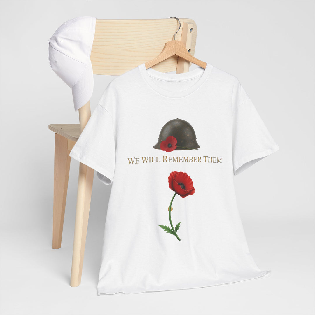 Poppy &amp; Helmet T-Shirt — Remembrance Floral Military Tribute Tee