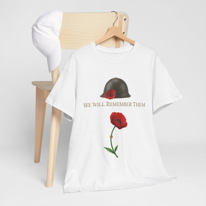 Poppy &amp; Helmet T-Shirt — Remembrance Floral Military Tribute Tee