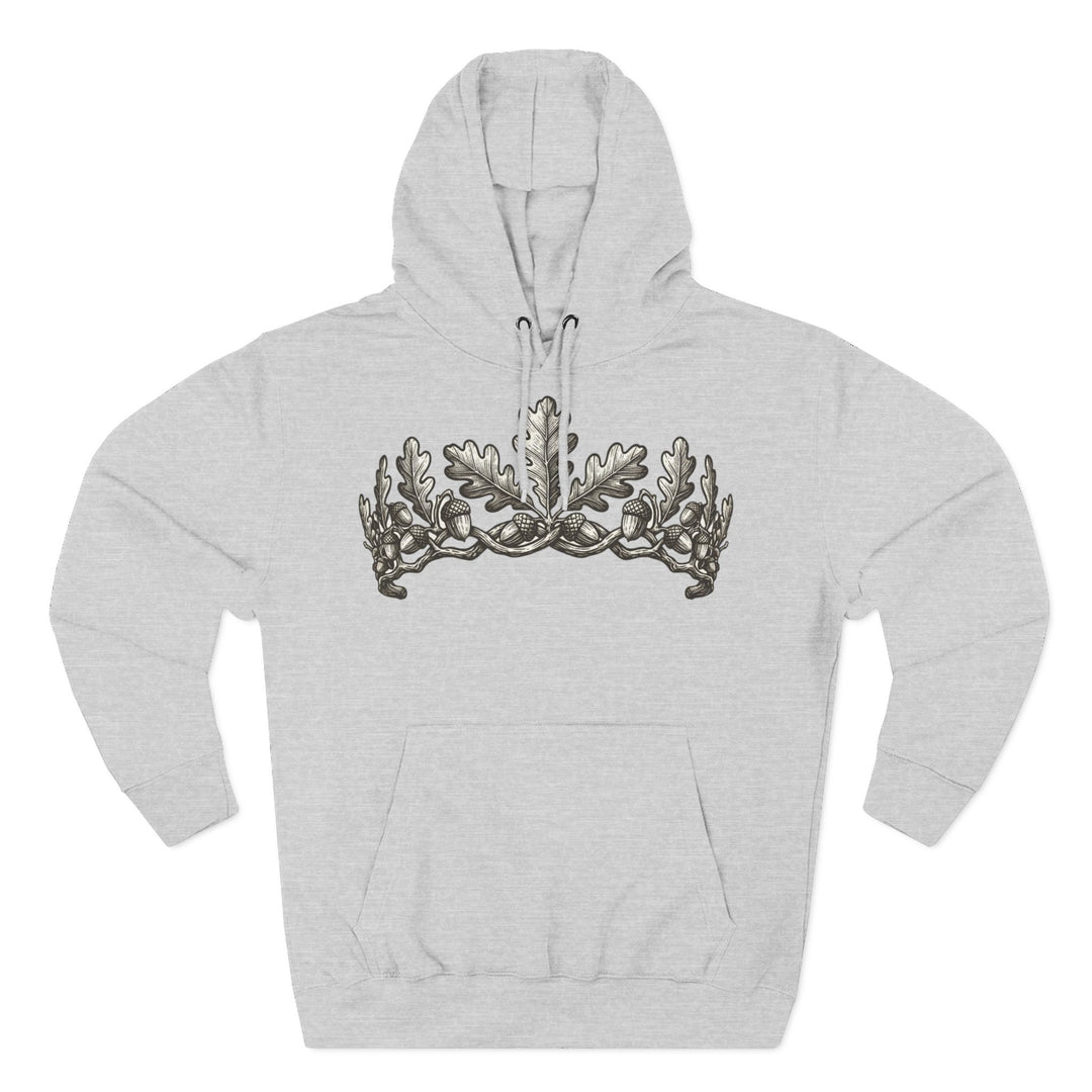 Gray hoodie by S&amp;W Gallus, featuring an oak leaf crown graphic on the chest.