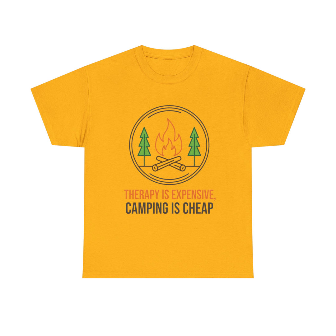 Funny Camping Therapy T-Shirt — Retro Campfire Graphic Adventure Tee